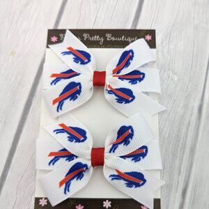 Bills Pigtail Hair Bows Football Bows Baby Hair Clips Bills Gift Set of 2